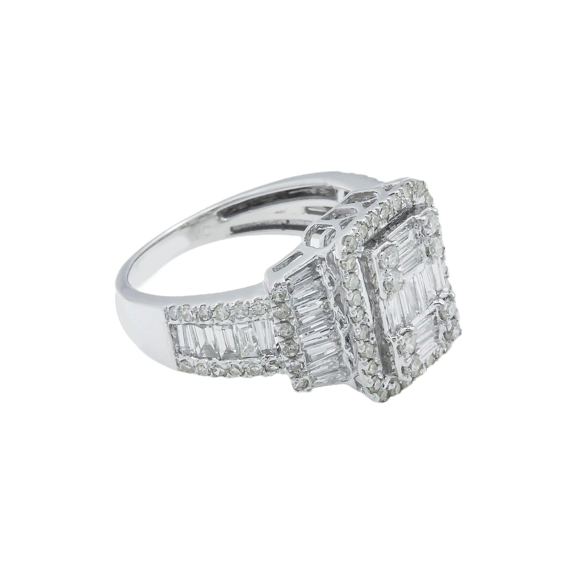 14K GOLD BAGUETTE DIAMOND ENGAGEMENT RING 2.22 CT