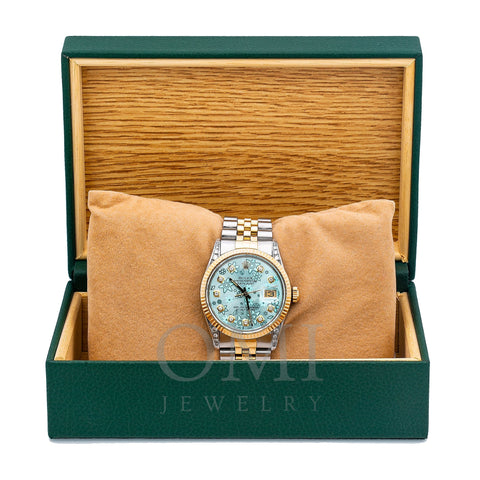 Rolex DateJust 36MM 1601 Flower Turquoise Dial With Two Tone Jubilee Bracelet
