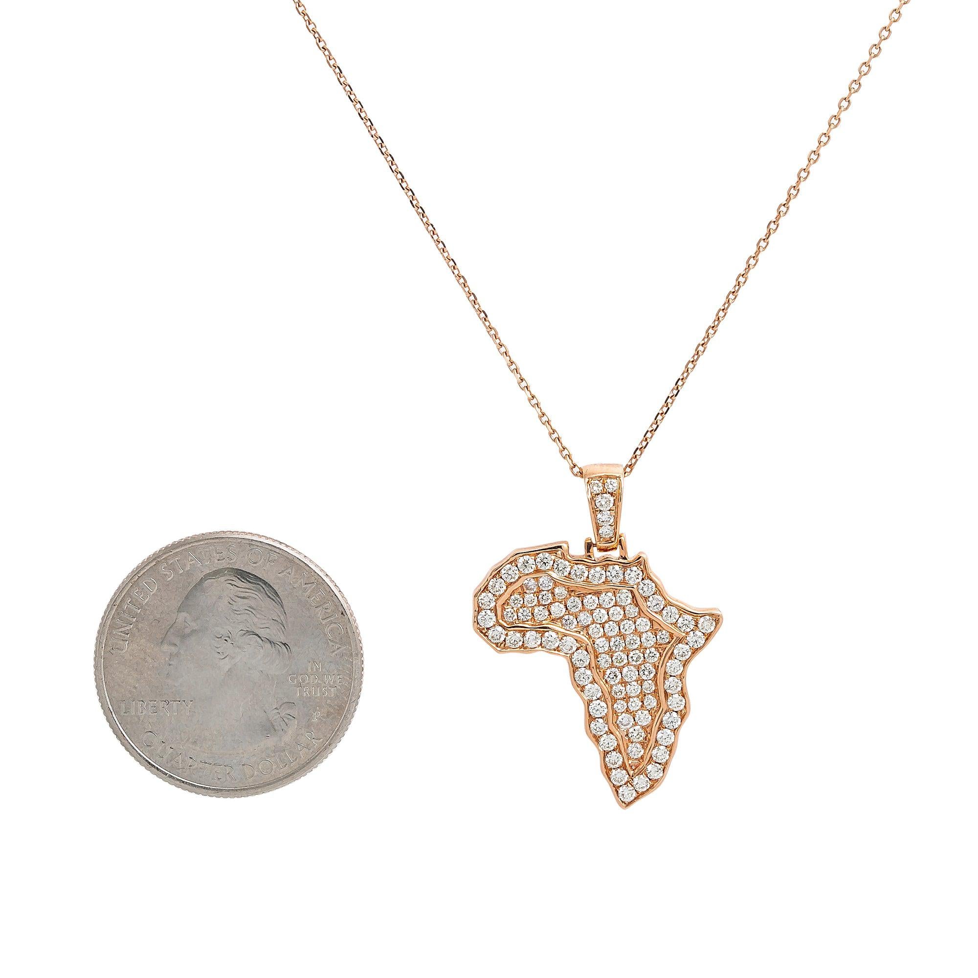 14K Gold Africa Necklace With 1.12 CT Diamonds