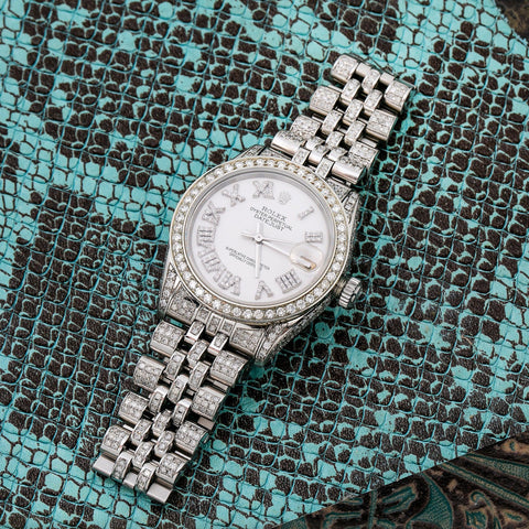 Rolex Lady-Datejust 6827 31MM White Diamond Dial With Stainless Steel Bracelet