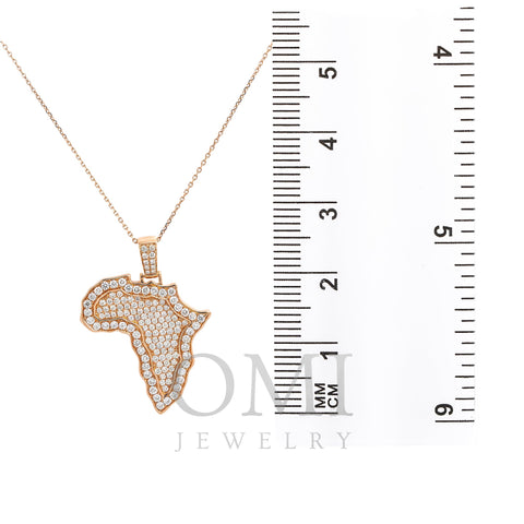 Unisex 14K Rose Gold Africa Pendant with 1.87 CT Diamonds