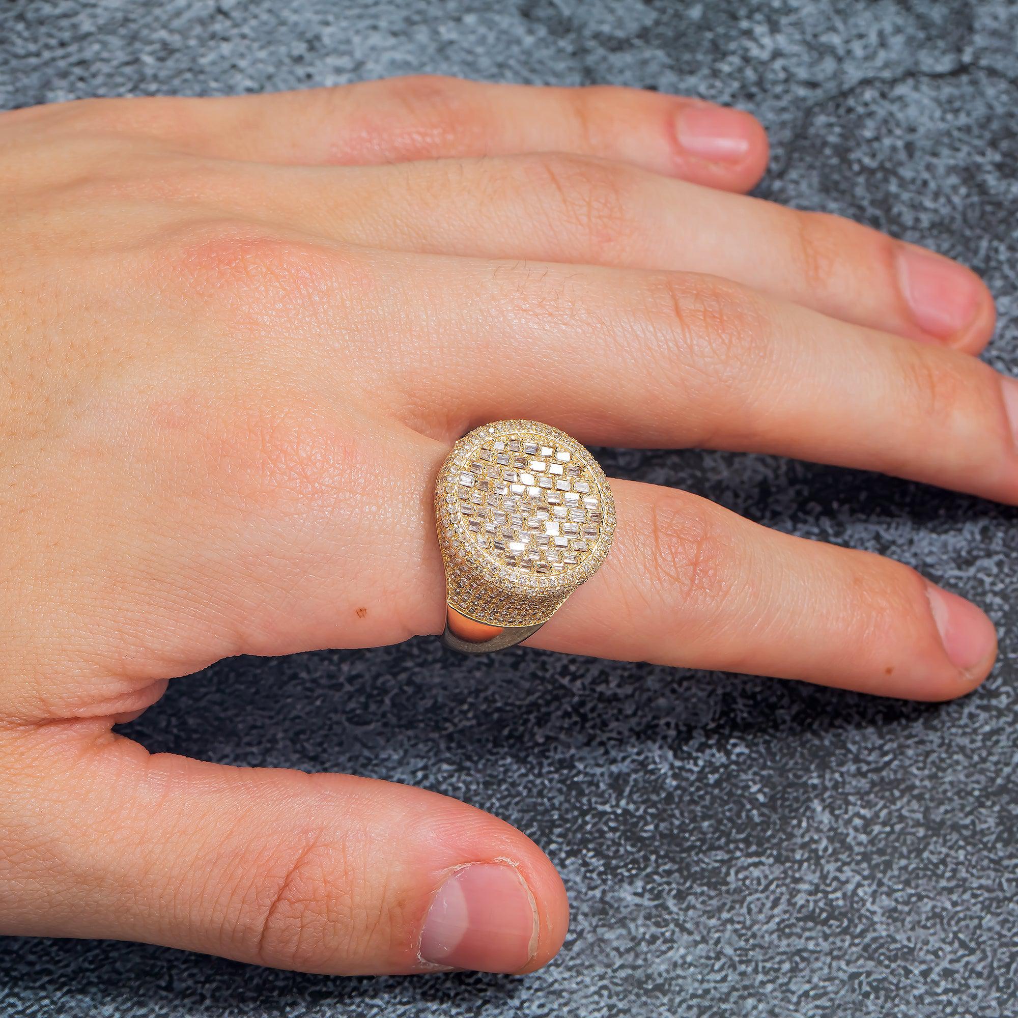 14K GOLD BAGUETTE DIAMOND MEN'S RING 2.44 CT