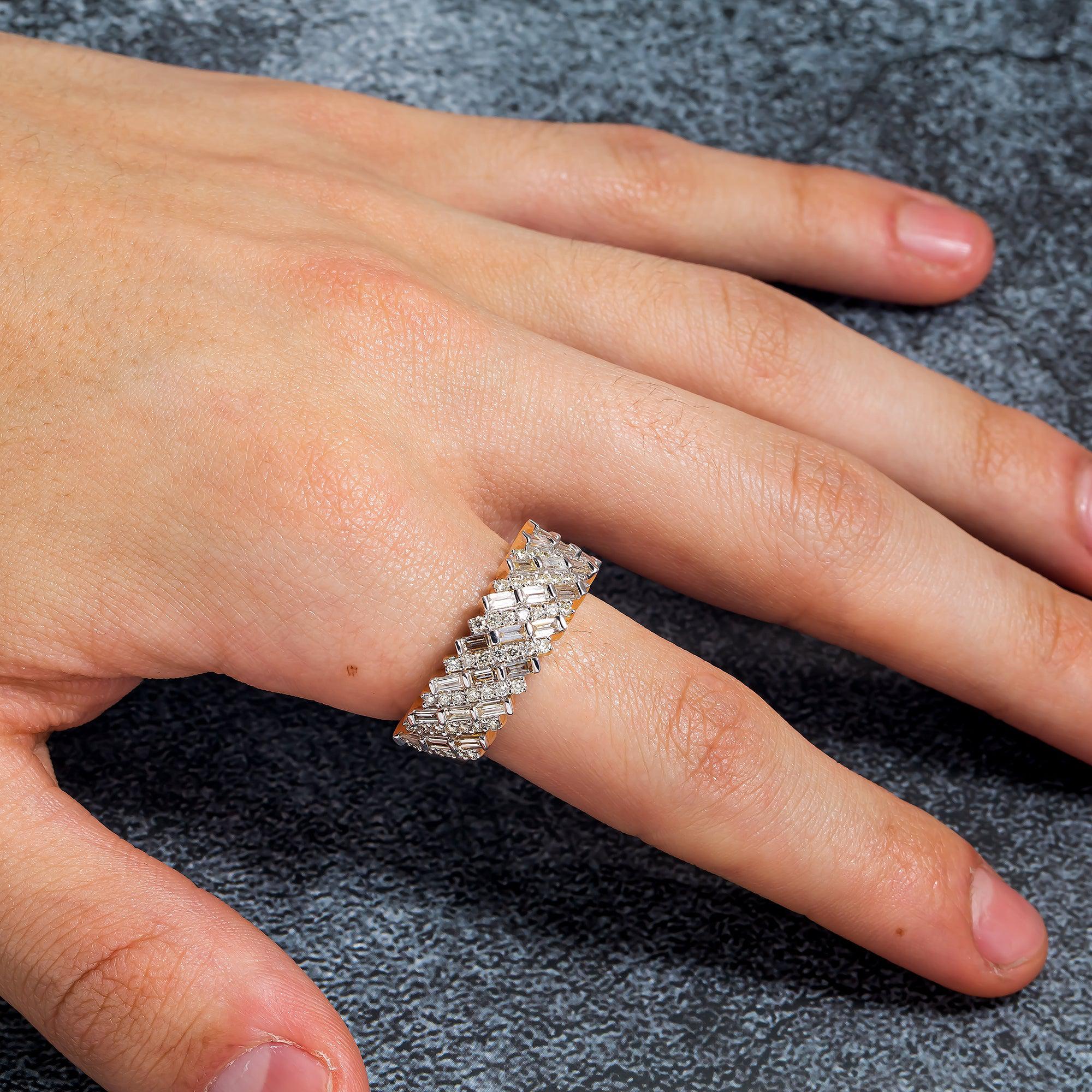 14K GOLD MEN'S BAGUETTE DIAMOND RING 2.31 CT