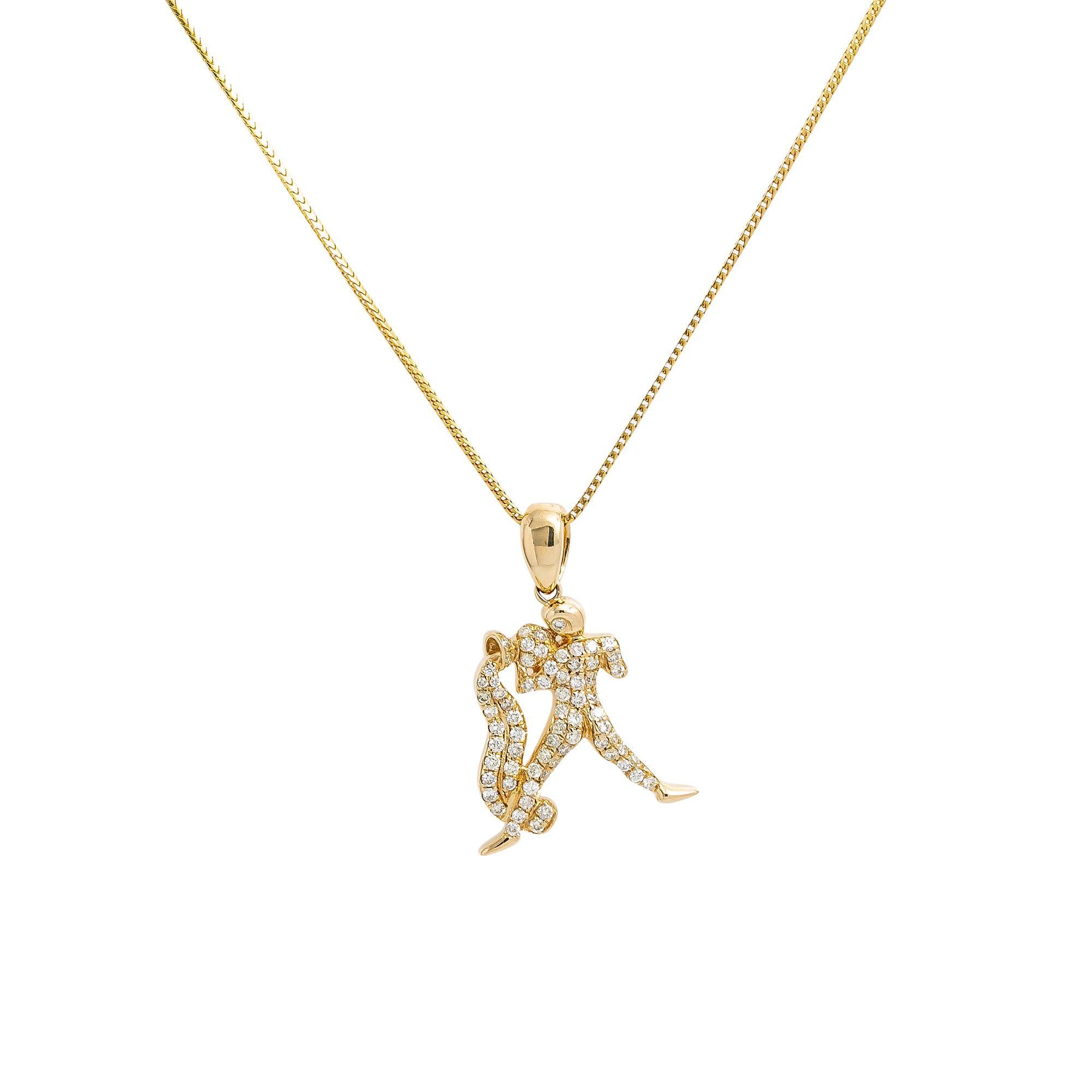 Unisex 14K Yellow Gold  Pendant with 0.48 CT Diamonds