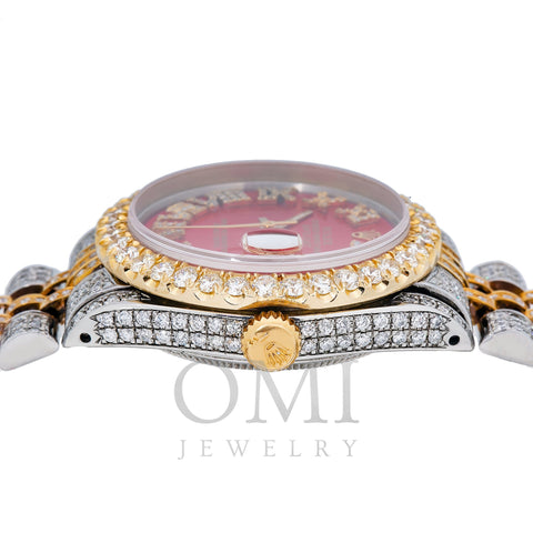 Rolex Datejust 6827 31MM Red Diamond Dial With 7.25 CT Diamonds