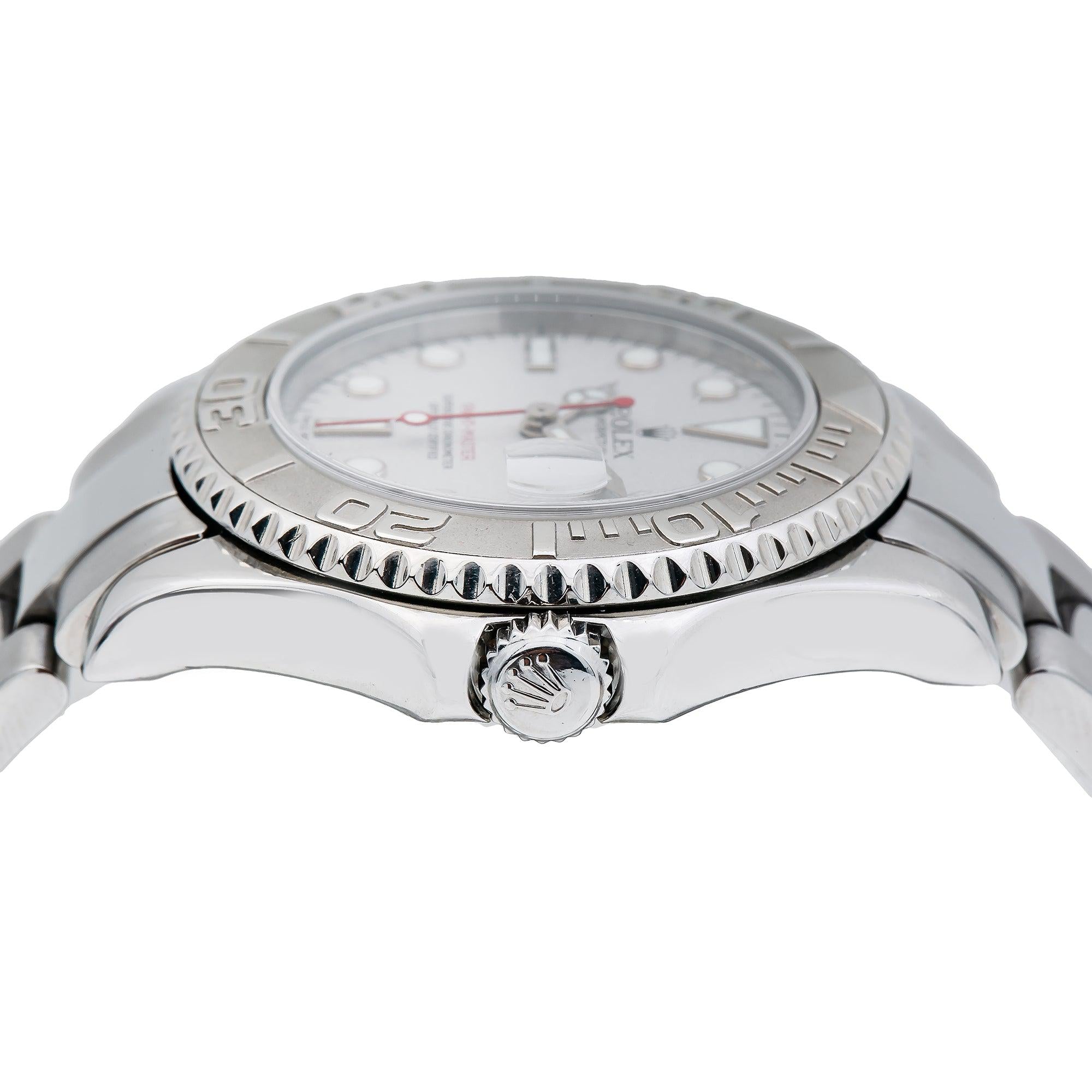 Rolex Yacht-Master 35MM 168622 Platinum Dial Platinum Bezel Stainless Steel Oyster Bracelet