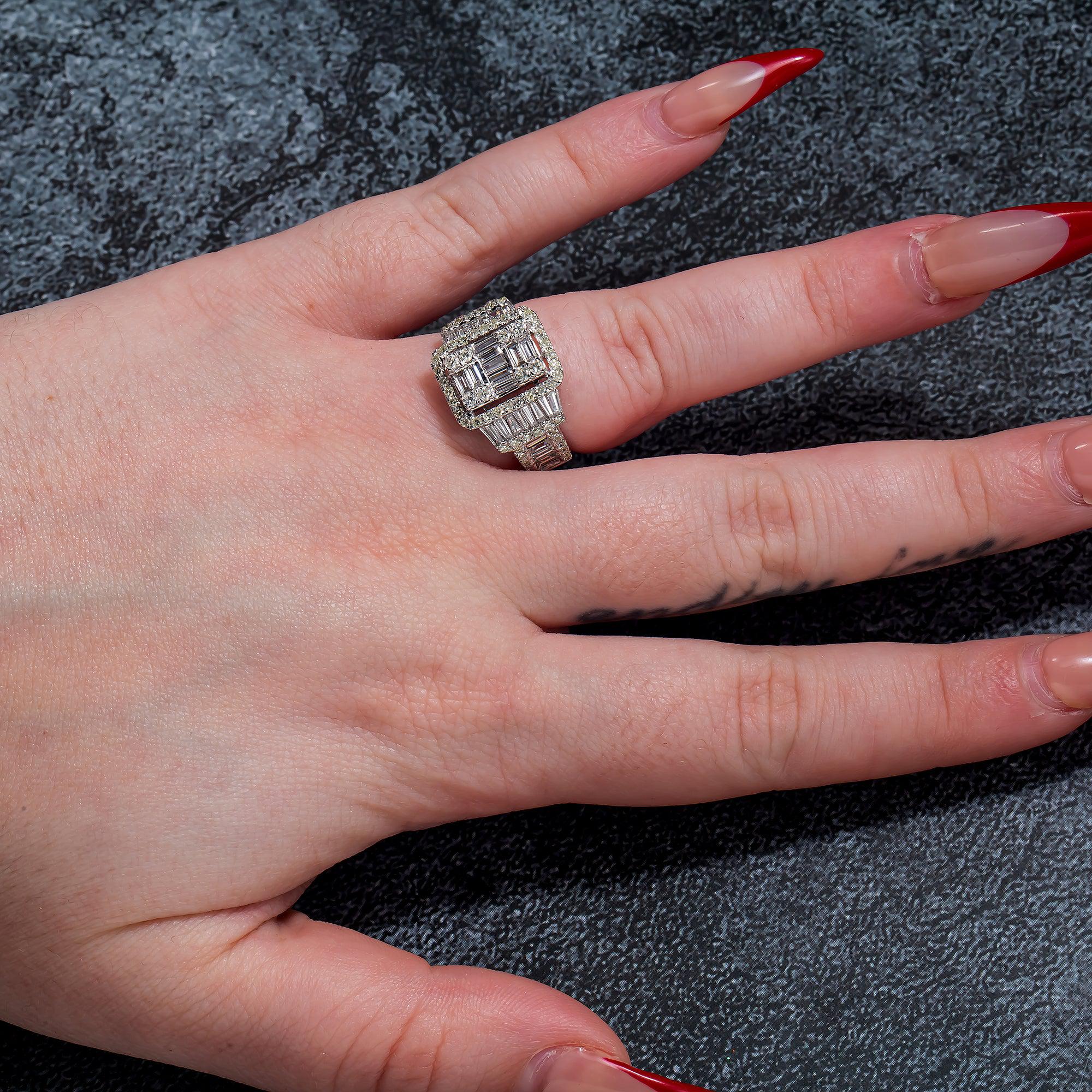 14K GOLD BAGUETTE DIAMOND ENGAGEMENT RING 2.22 CT