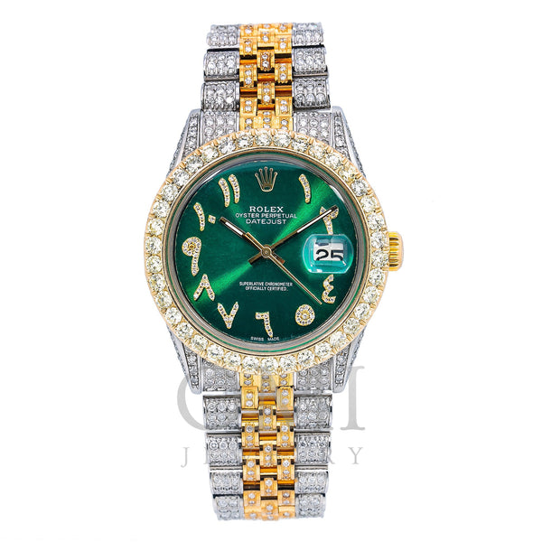 Rolex Datejust 1601 36MM Green Arabic Diamond Dial With Two Tone Jubilee Bracelet
