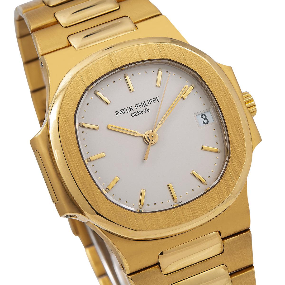 Patek Philippe Nautilus 37.5MM 3800 White Dial Yellow Gold Bezel 18K Yellow Gold Bracelet