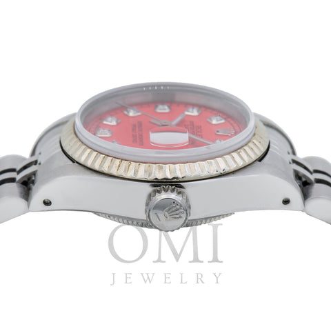 Rolex Oyster Perpetual Lady Datejust 69240 26MM Red Diamond Dial With Stainless Steel Bracelet