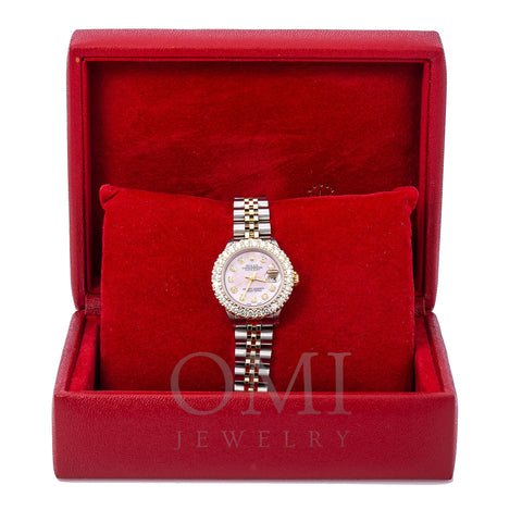 Rolex Lady-Datejust Diamond Watch, 6917 26mm, Pink Diamond Dial With Two Tone Bracelet