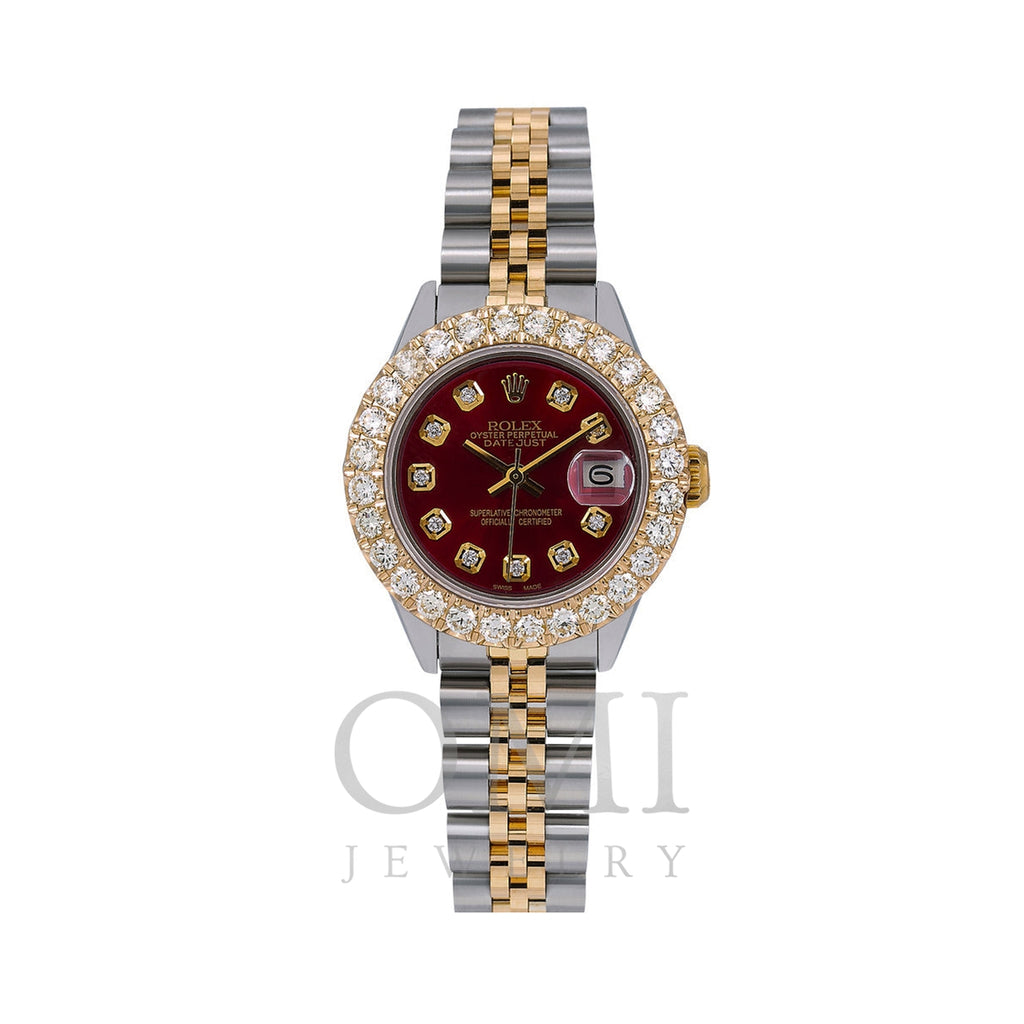 Rolex DateJust Diamond Watch  6917 26mm  Red Diamond Dial With Two Tone Jubilee Bracelet