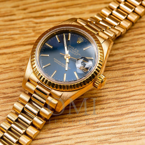 Rolex Lady-Datejust 69178 26MM Black Dial With Yellow Gold President B -  OMI Jewelry