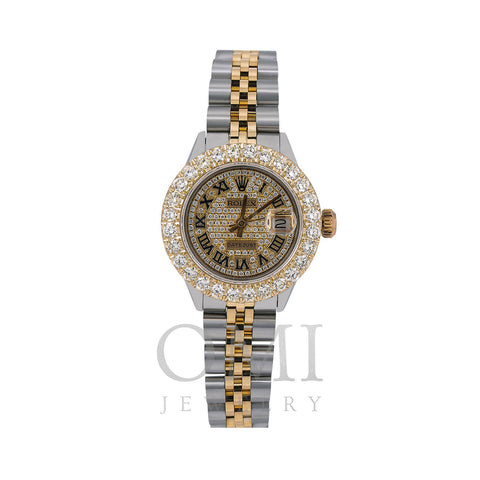 Rolex Lady-Datejust Diamond Watch, 6917 26mm, Champagne Diamond Dial With Two Tone Bracelet