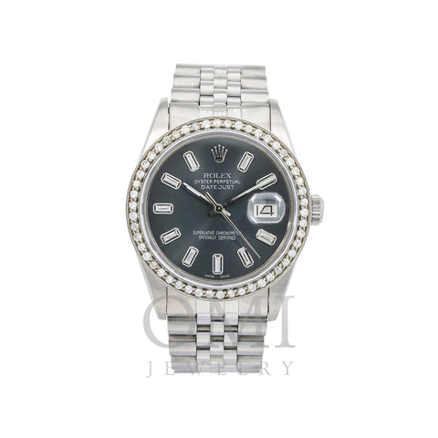 Rolex Datejust Diamond Watch, 16014 36mm, Black Diamond Dial With 1.20 CT Diamonds