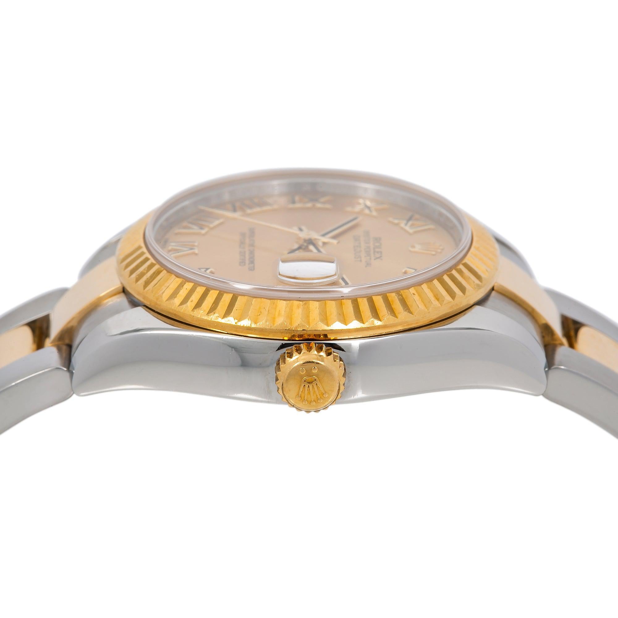 Rolex Datejust 31MM 178243 Champagne Roman Dial Fluted Bezel Two Tone Yellow Gold Oyster Bracelet