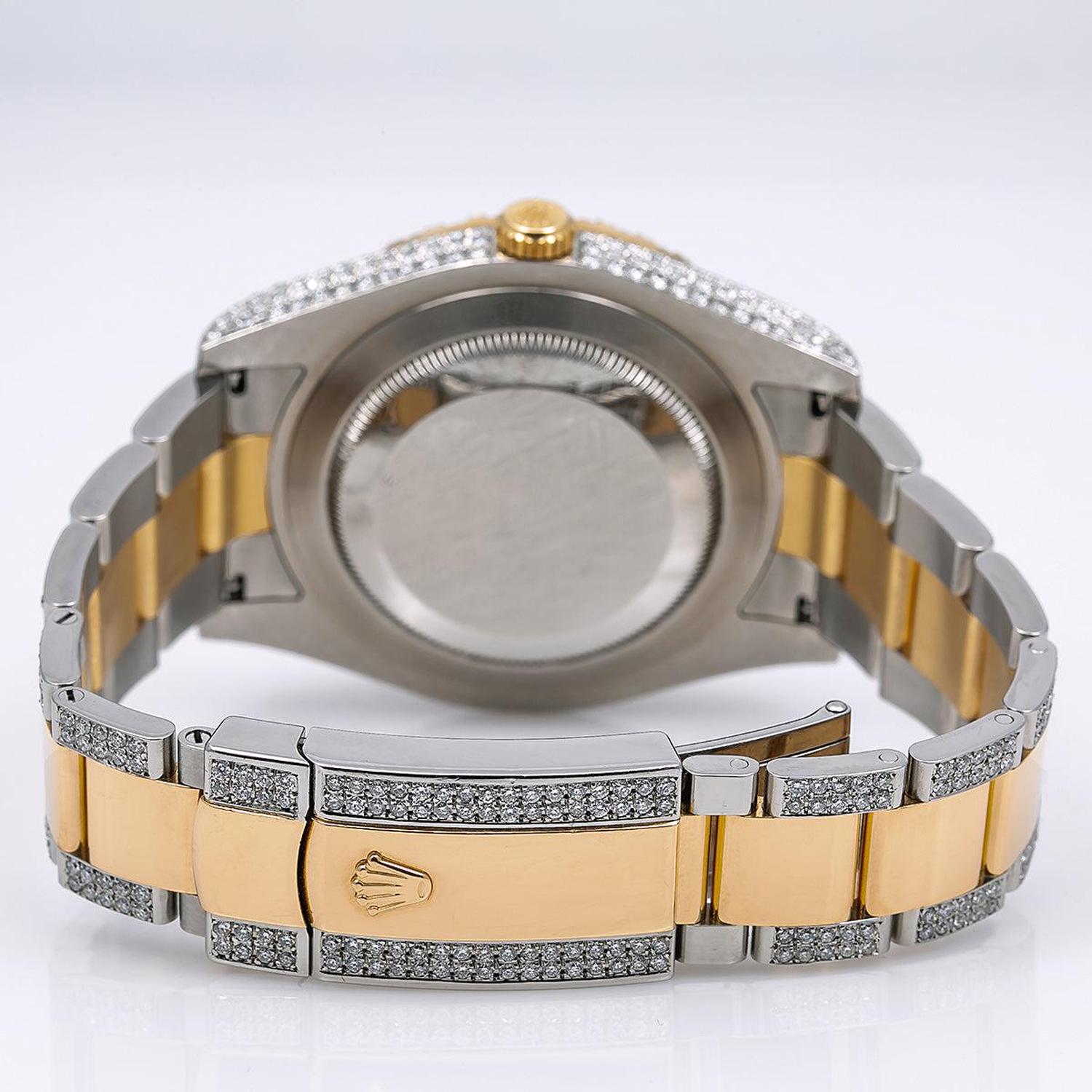 Rolex Datejust 41MM 116333 Diamond Paved Red Roman Dial Diamond Bezel Two Tone Yellow Gold Semi Diamond Oyster Bracelet 11.75ct