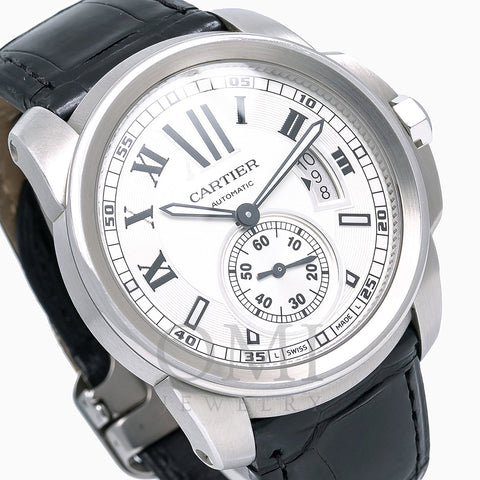 Cartier Calibre de Cartier W7100037 42MM Silver Dial With Leather Bracelet