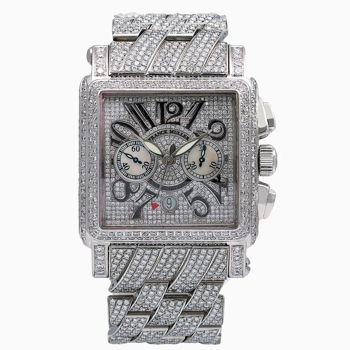 Franck Muller Conquistador Cortez 10000KCCD 45mm White Diamond Dial with White Gold Bracelet