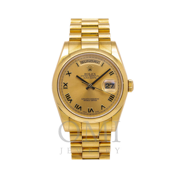 Rolex Day-Date 118208 36MM Champagne Dial With 18K Yellow Gold President Bracelet