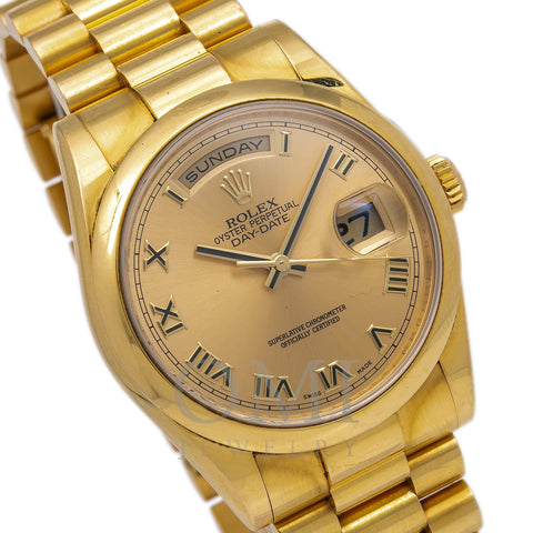 Rolex Day-Date 118208 36MM Champagne Dial With 18K Yellow Gold President Bracelet
