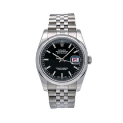 Buy Rolex Datejust 36MM 116200 Black Dial Smooth Bezel Stainless