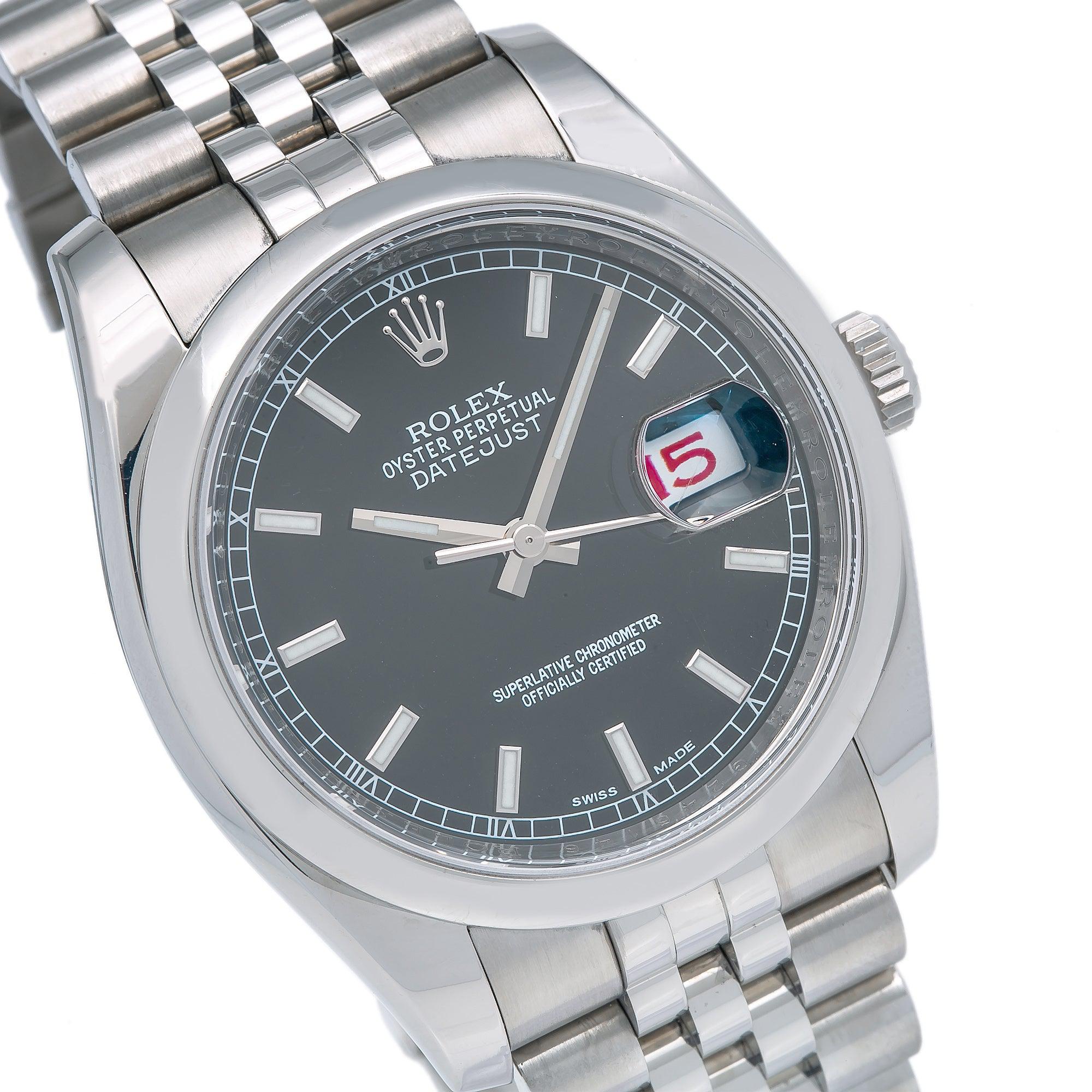 Rolex Datejust 36MM 116200 Black Dial Smooth Bezel Stainless Steel Jubilee Bracelet