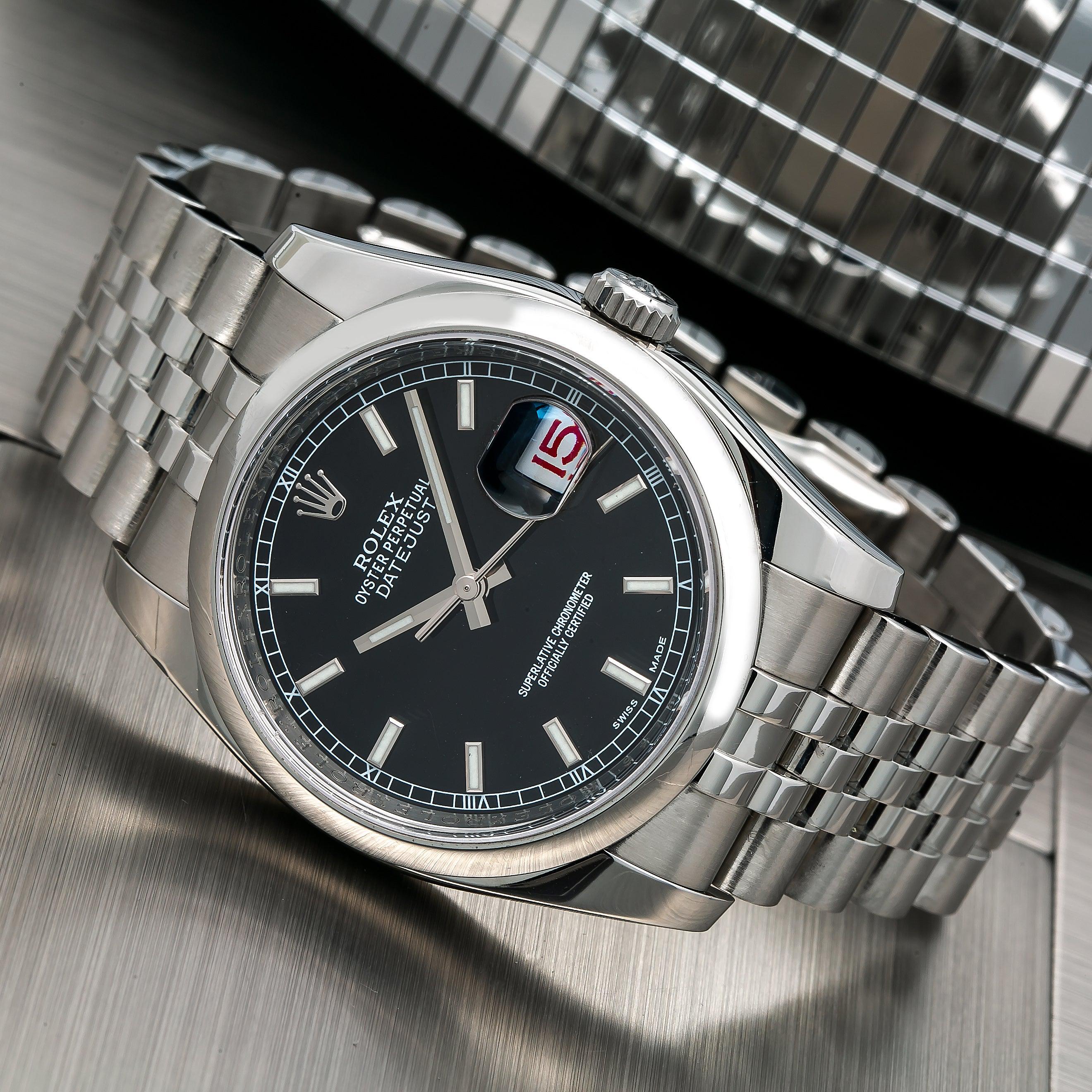 Rolex Datejust 36MM 116200 Black Dial Smooth Bezel Stainless Steel Jubilee Bracelet