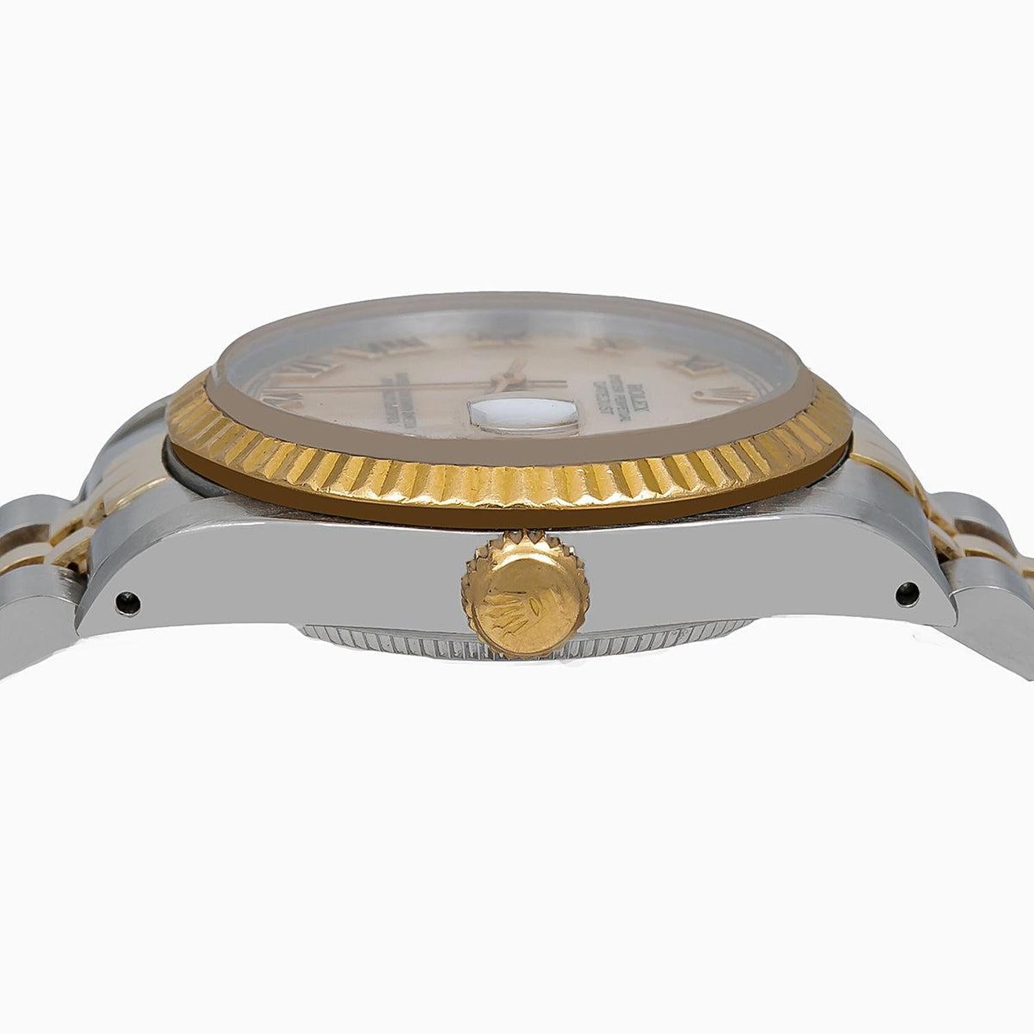 Rolex Datejust 31MM 68273 Ivory Roman Dial Fluted Bezel Two Tone Yellow Gold Jubilee Bracelet