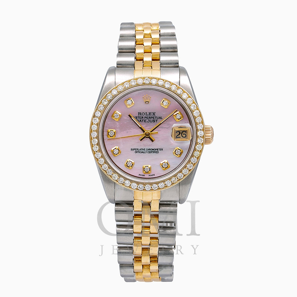 Rolex Datejust Diamond Watch, 68273 31mm, Pink Diamond Dial With 1.05 CT Diamonds