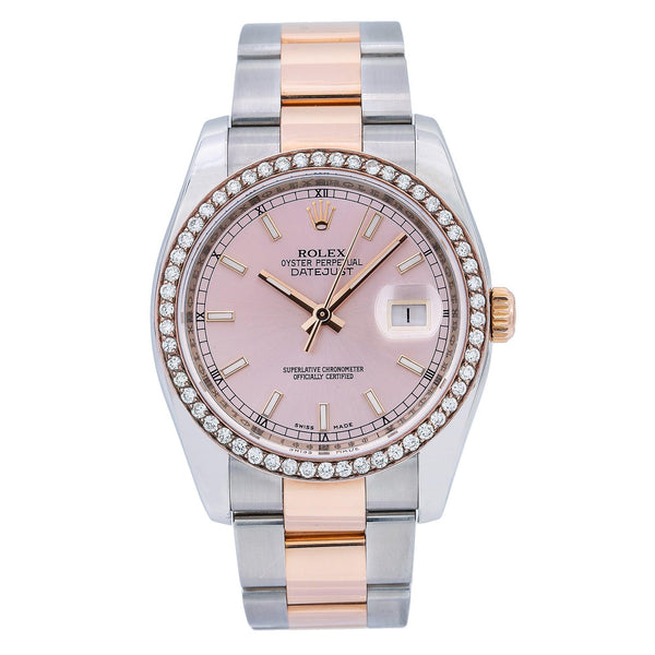 Rolex Datejust 116201 36MM Pink Dial With 1.05 CT Diamonds