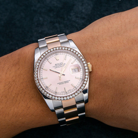 Rolex Datejust 116201 36MM Pink Dial With 1.05 CT Diamonds