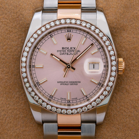 Rolex Datejust 116201 36MM Pink Dial With 1.05 CT Diamonds