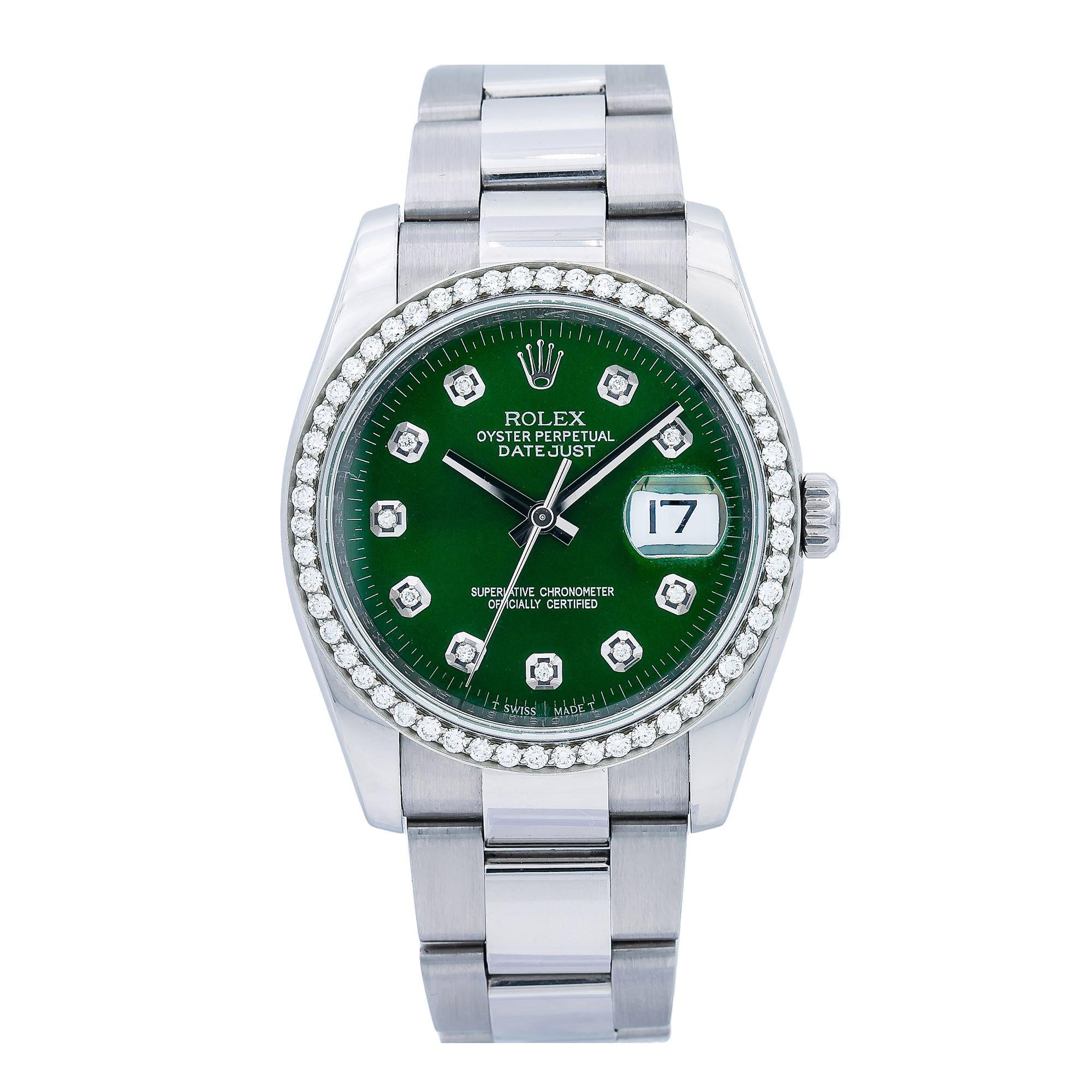 Rolex Datejust 116200 36MM Green Diamond Dial With 1.25 CT