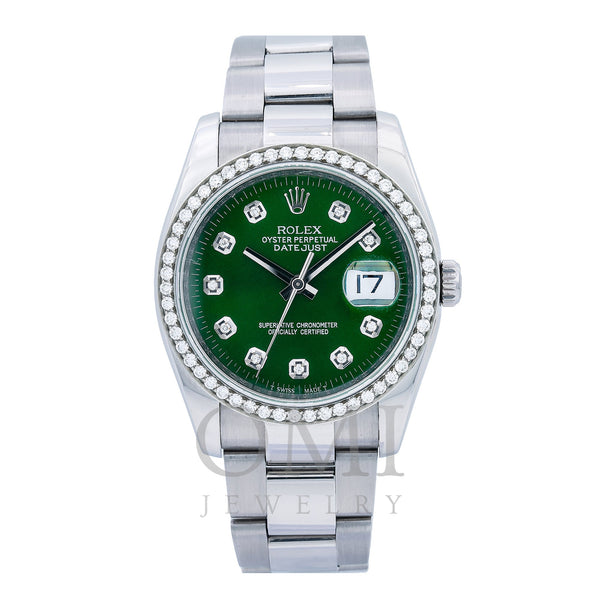 Rolex Datejust 116200 36MM Green Diamond Dial With 1.25 CT Diamonds