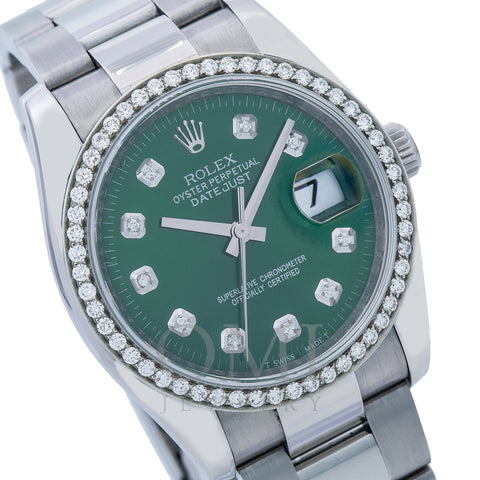 Rolex Datejust 116200 36MM Green Diamond Dial With 1.25 CT Diamonds