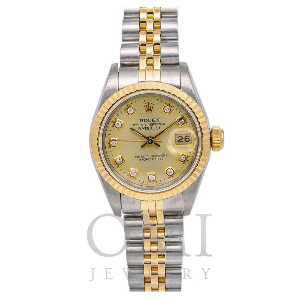 Rolex Lady-Datejust Diamond Watch, 69173 26mm, Champagne Diamond Dial - OMI