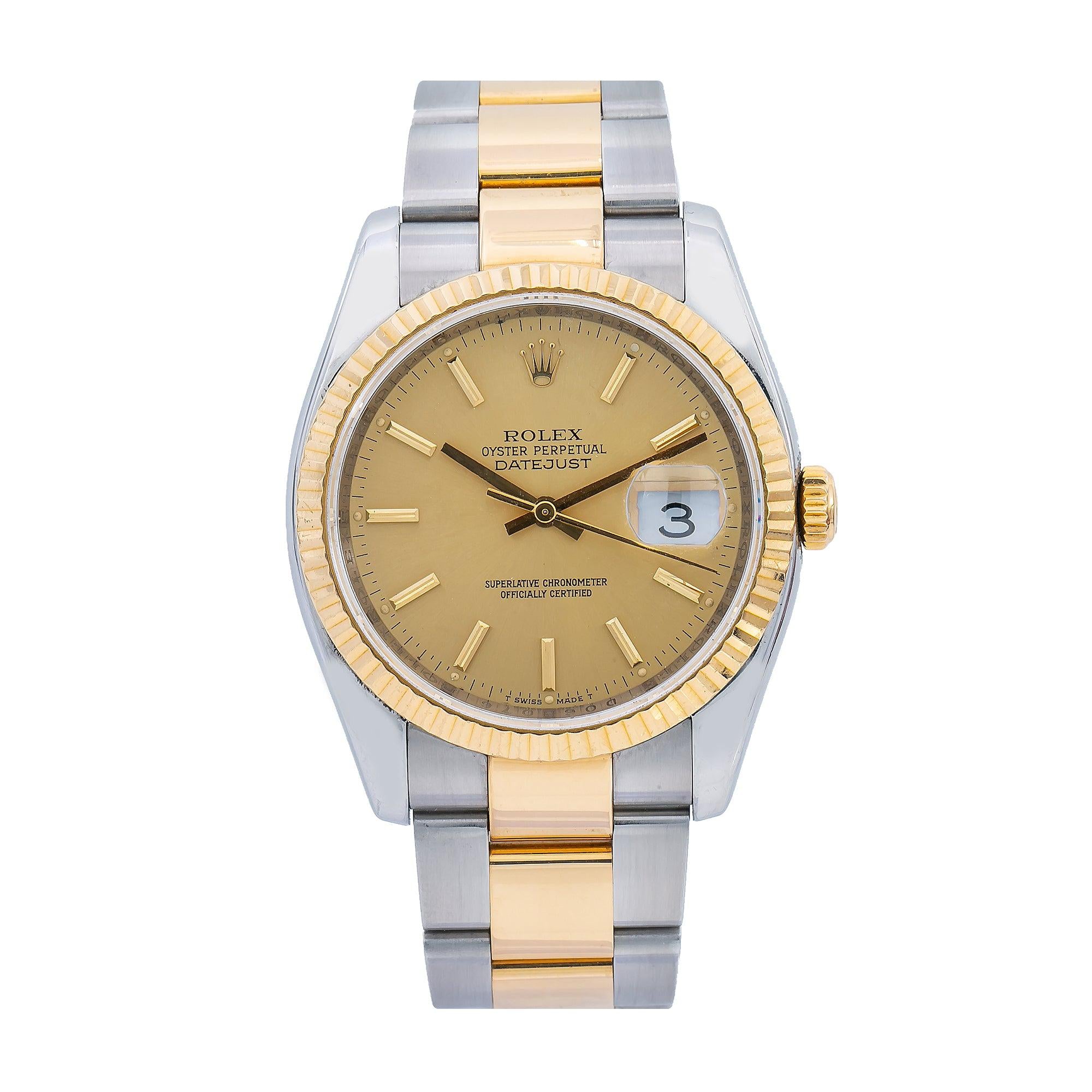 Yellow Gold Rolex Datejust Two Tone Oyster Bracelet Rolex Datejust