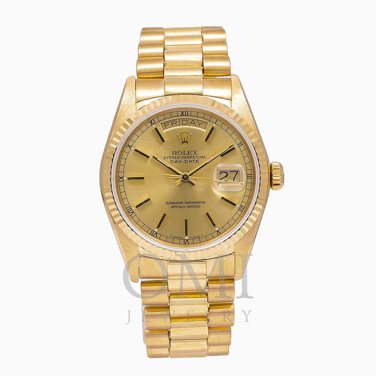 Rolex 18038 36MM Champagne Dial With President Yellow Br - OMI Jewelry