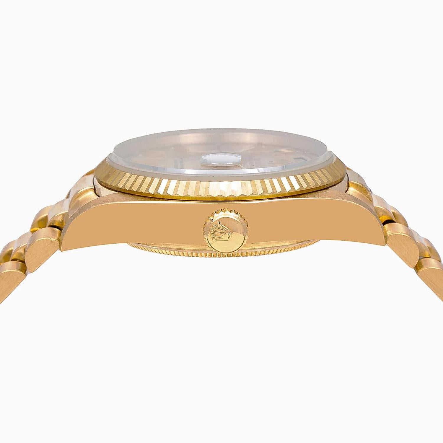 Rolex Day-Date 36MM 18038 Champagne Dial Fluted Bezel 18K Yellow Gold President Bracelet