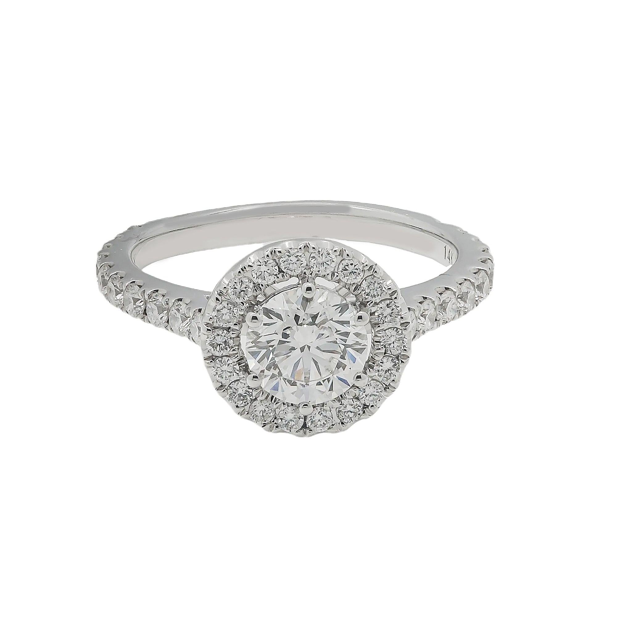 14K GOLD ROUND CLUSTER DIAMOND ENGAGEMENT RING 1.81 CTW