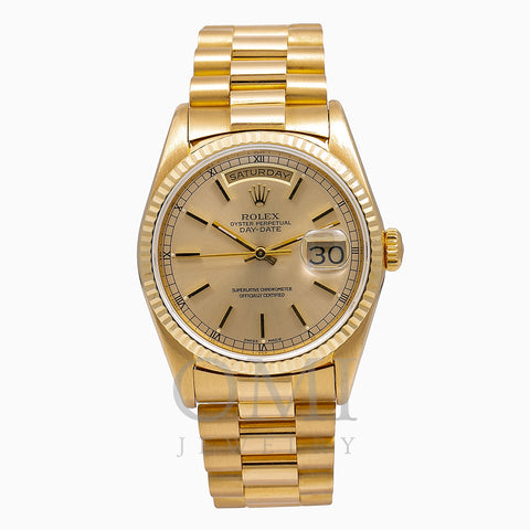 Rolex Day-Date 18233 36MM Champagne Dial With President Yellow Gold Bracelet