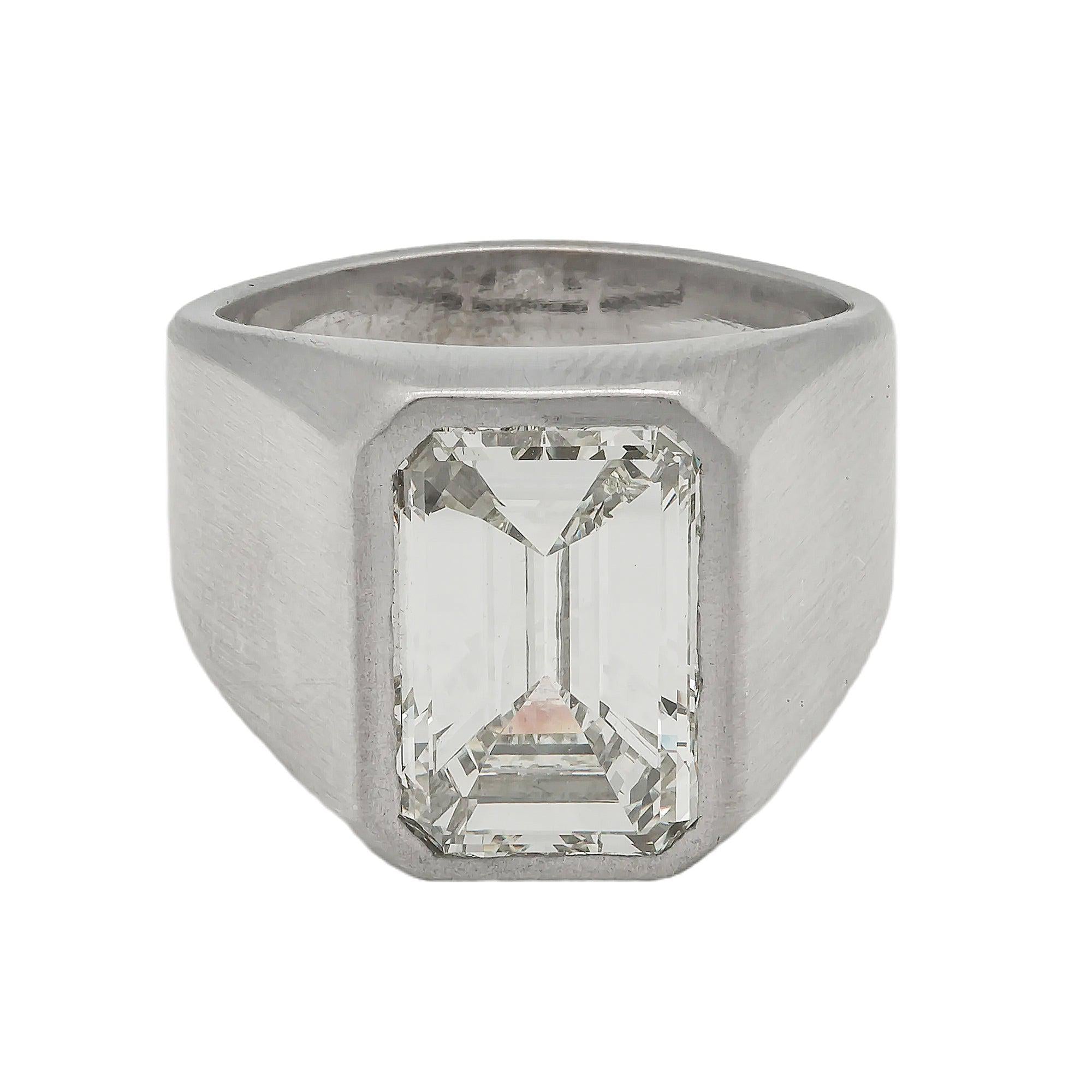 14K GOLD BAGUETTE EMERALD GEMSTONE RING 7.37 CT