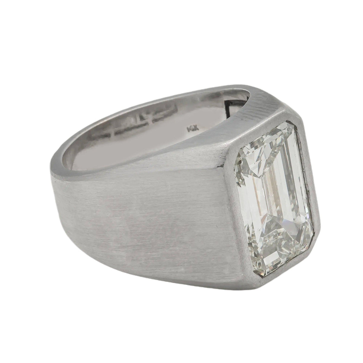 14K GOLD BAGUETTE EMERALD GEMSTONE RING 7.37 CT