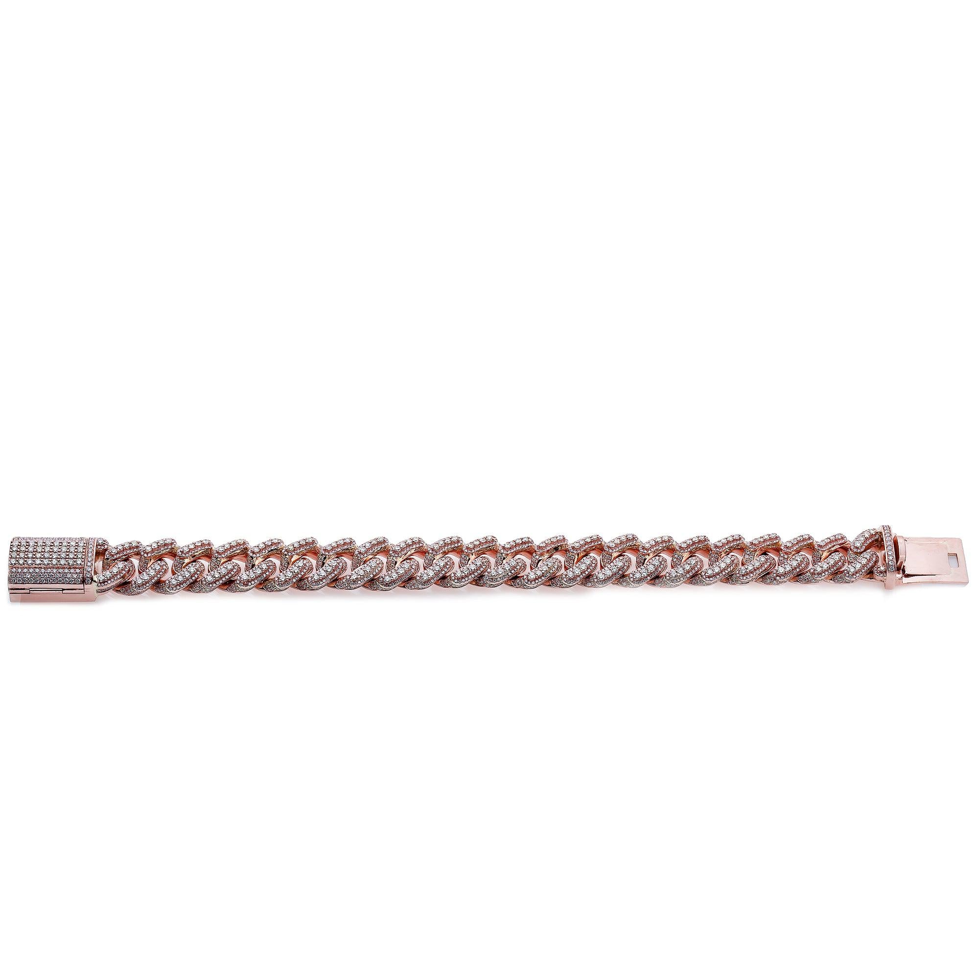 14K ROSE GOLD 9"/15MM CUBAN BRACELET WITH 14.17 CT DIAMONDS