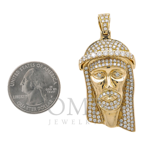 14K Yellow Gold Jesus Figure Unisex Pendant with diamonds
