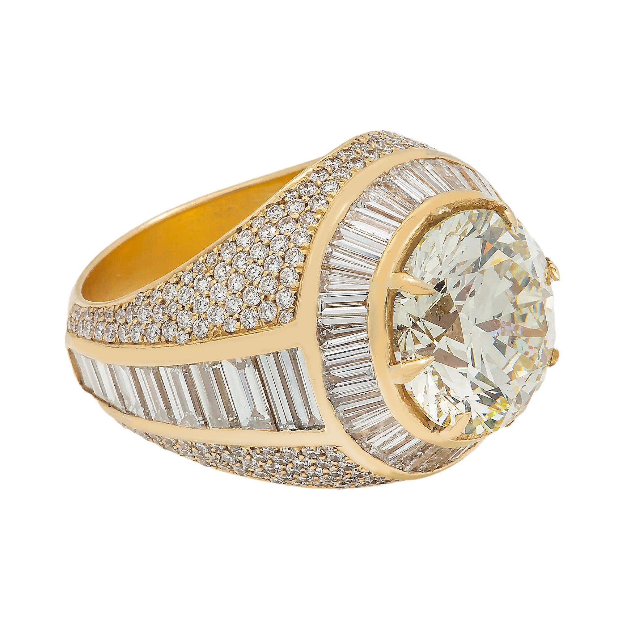 14K GOLD BAGUETTE ROUND CLUSTER DIAMOND RING 9.50 CT
