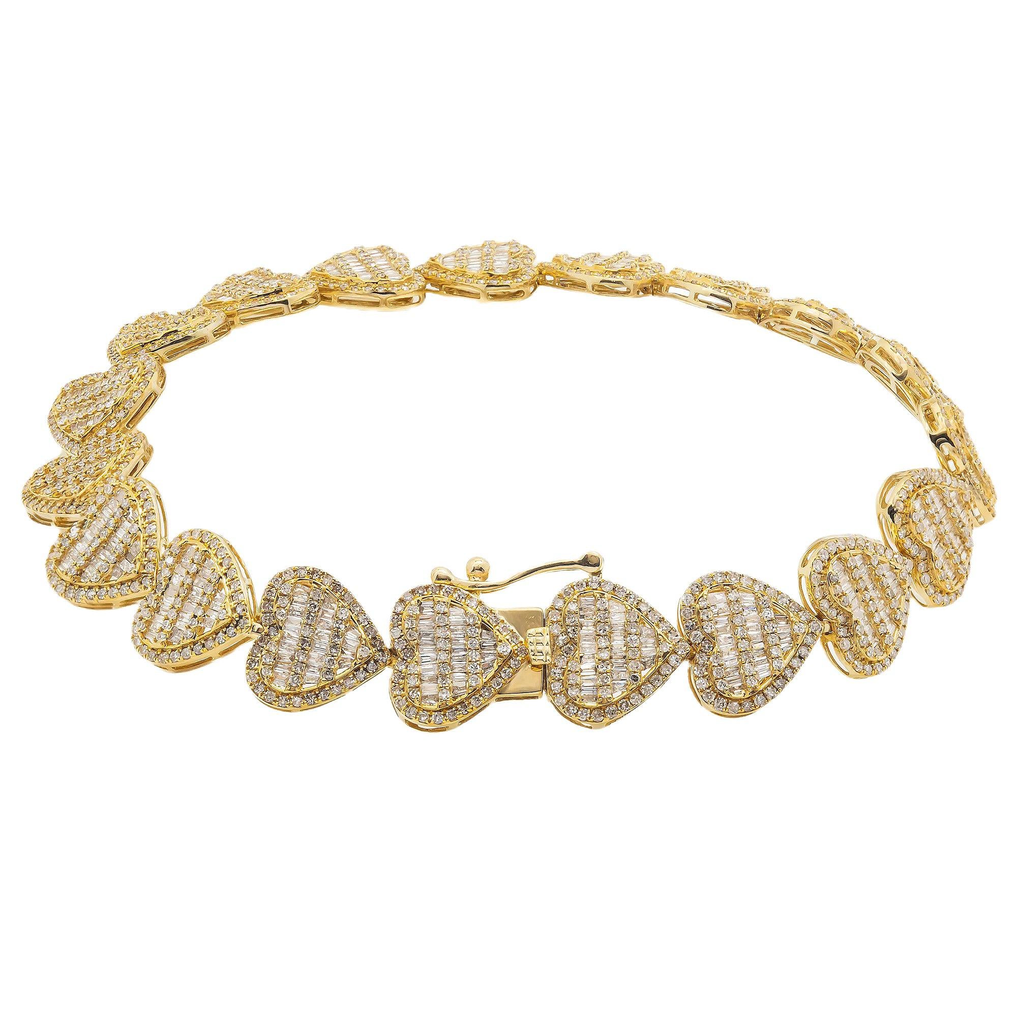14K GOLD HEART SHAPE BRACELET WITH DIAMONDS