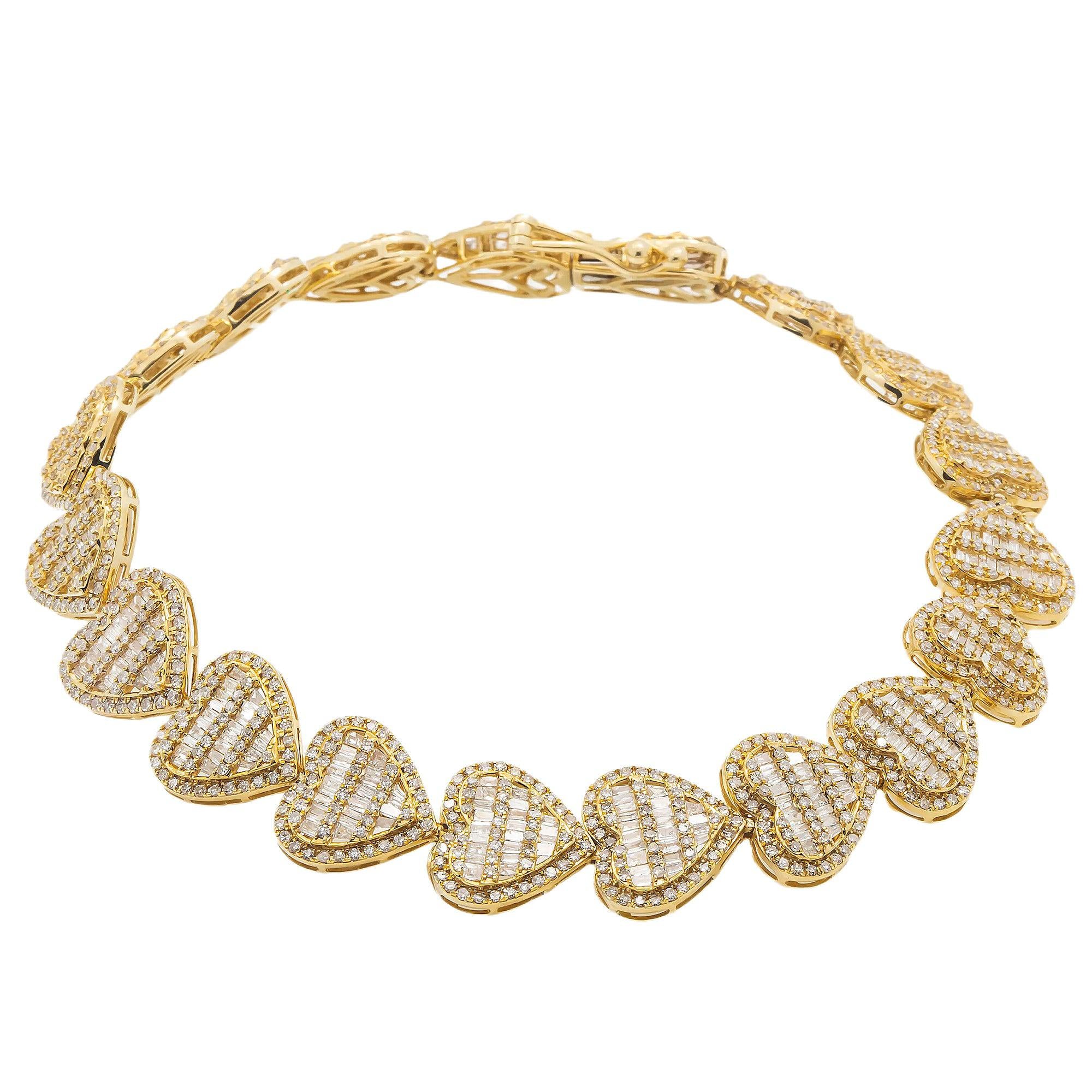 14K GOLD DIAMOND HEART SHAPE BRACELET OMI Jewelry