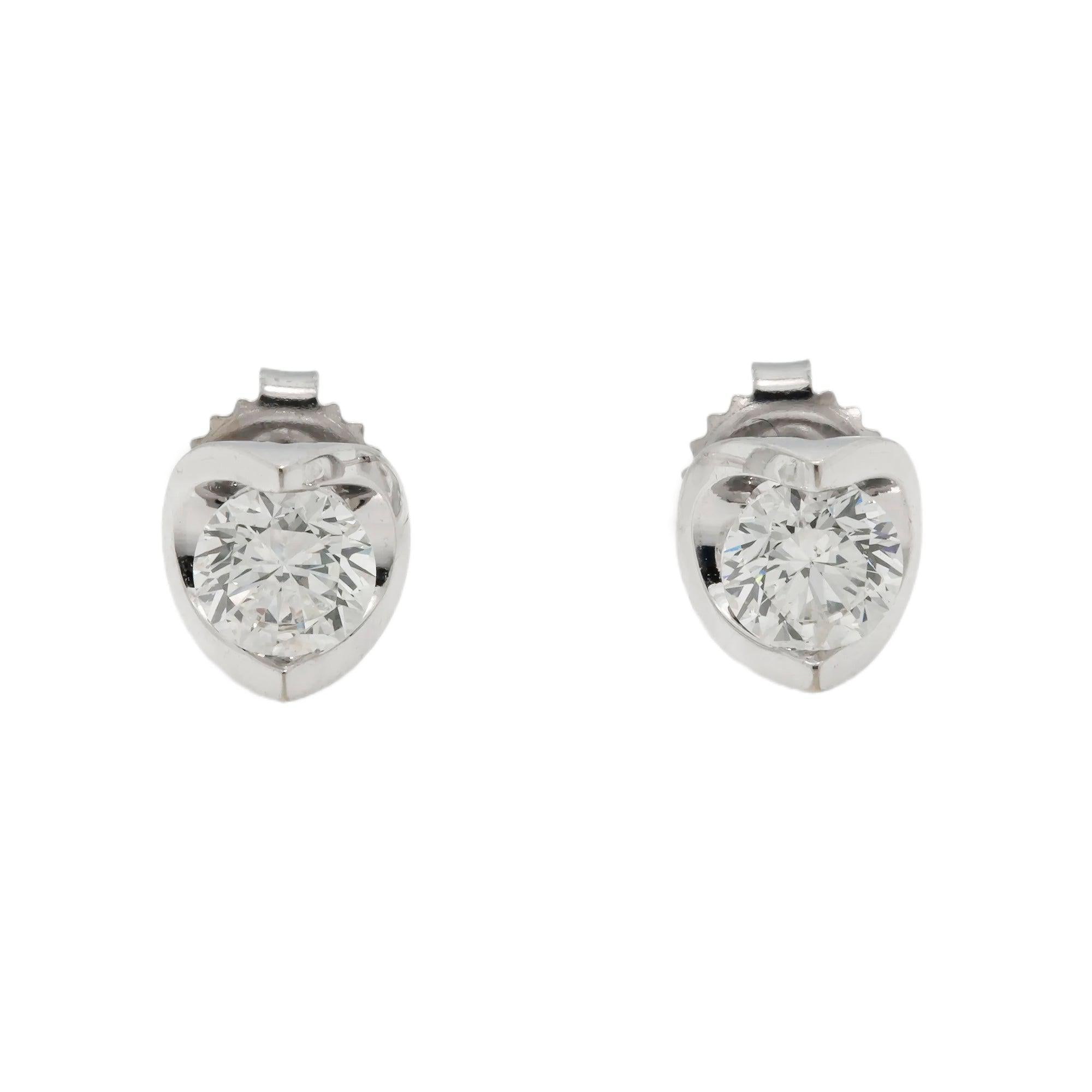 14K GOLD ROUND DIAMOND STUD EARRINGS 1.35 CTW